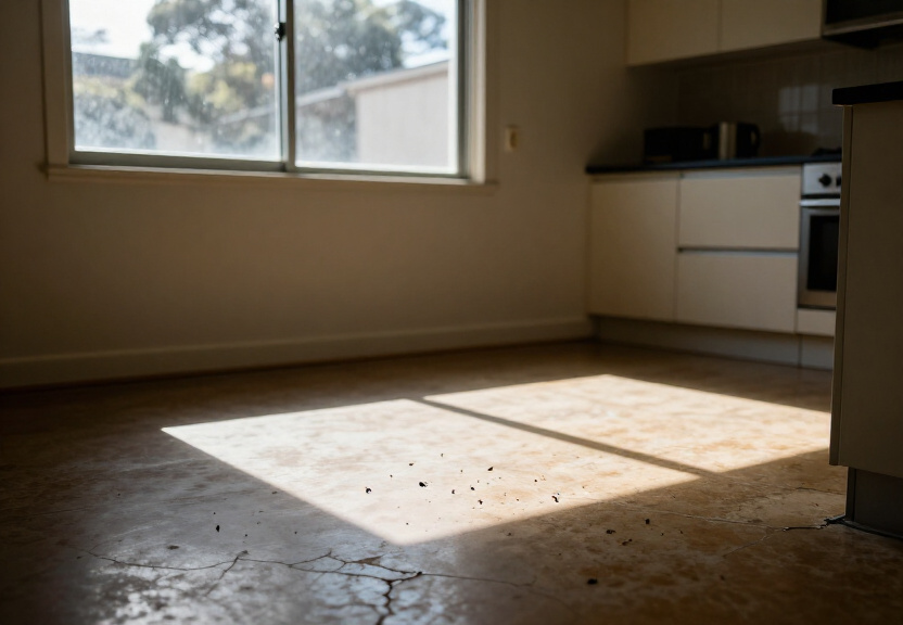 Cockroach infestation in a Narrabeen kitchen before treatment